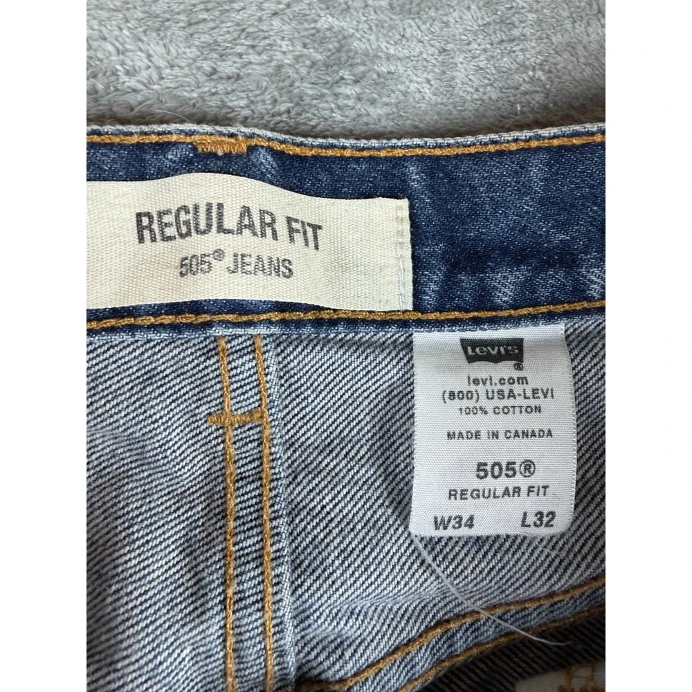 Vtg Levis 505 Regular Fit Jeans Mens 34x32 Canada Red Tab Denim